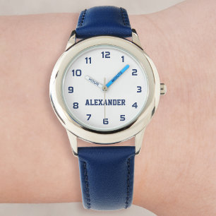 Creëer Uw aangepaste naam Aangepaste boys Blauw Horloge