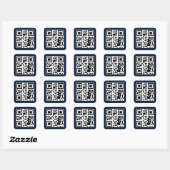 Creëer Uw aangepaste QR-code Elegant Navy Blue Vierkante Sticker (Vel)
