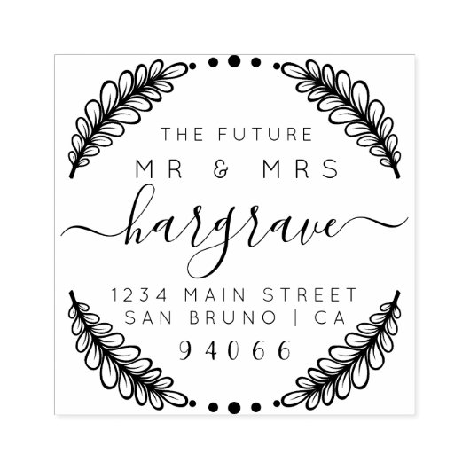 Creëer Uw aangepaste toekomst Mr & Mrs Retouradres Rubberstempel (Afrduk)