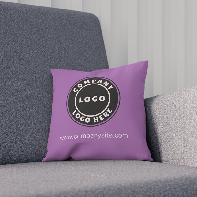 Creëer Uw BedrijfsMerk van de Logo van het Bedrijf Kussen (Business Logo Elegant Lilac Throw Pillow)