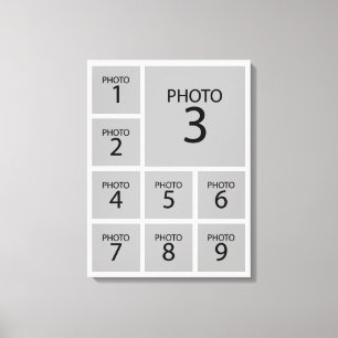 Creëer uw collage Aangepaste sjabloon 9 FOTO Canvas Afdruk