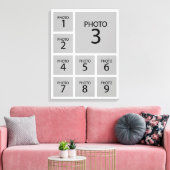Creëer uw collage Aangepaste sjabloon 9 FOTO Canvas Afdruk (Insitu (Woonkamer))