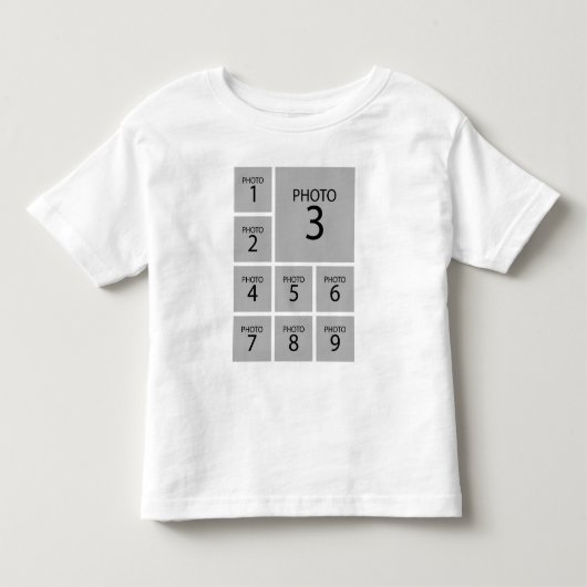 Creëer uw collage Aangepaste sjabloon 9 FOTO Kinder Shirts (Voorkant)