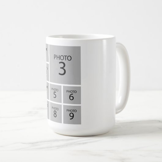 Creëer uw collage Aangepaste sjabloon 9 FOTO Koffiemok (Voorkant rechts)