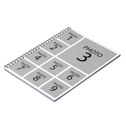 Creëer uw collage Aangepaste sjabloon 9 FOTO Notitieboek (Linkerzijde)