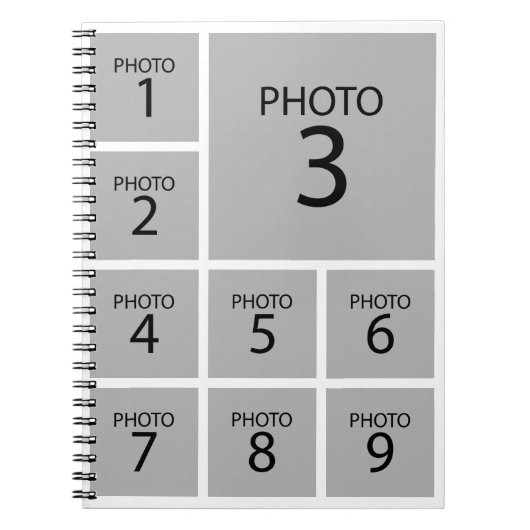 Creëer uw collage Aangepaste sjabloon 9 FOTO Notitieboek (Voorkant)