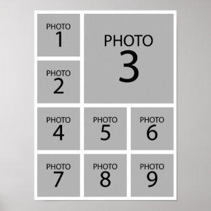 Creëer uw collage Aangepaste sjabloon 9 FOTO Poster