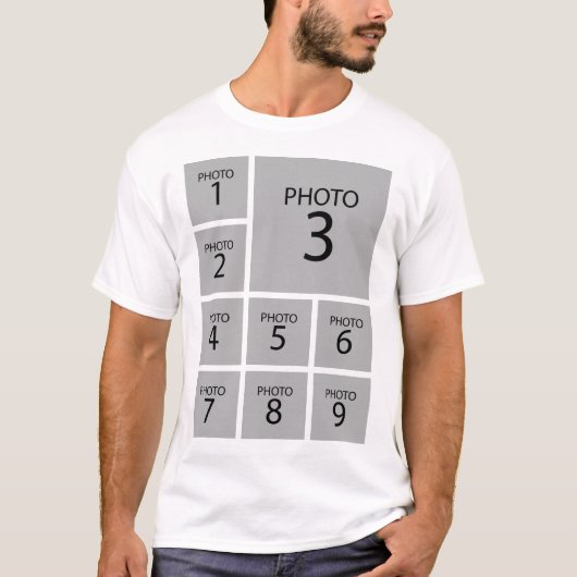 Creëer uw collage Aangepaste sjabloon 9 FOTO T-shirt (Voorkant)