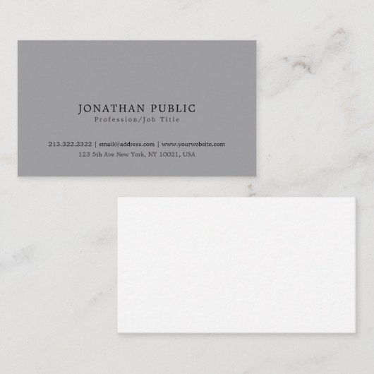 Creëer Uw eenvoudige moderne stijlvolle grijze vla Visitekaartje (Voorkant / Achterkant)