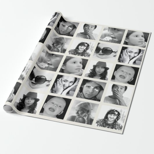 Creëer-Uw-Eigen 10-Foto-Collage Gift Wrap Cadeaupapier (Uitgerold)