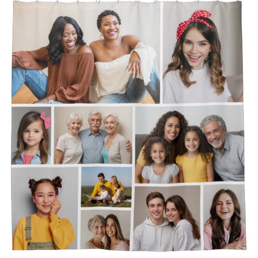 Creëer Uw eigen 10 fotocollage Douchegordijn (Voorkant)
