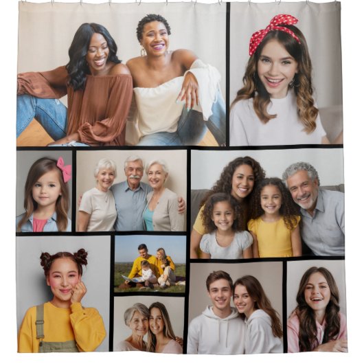 Creëer Uw eigen 10 fotocollage Douchegordijn (Voorkant)