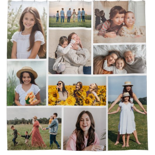 Creëer Uw eigen 10 fotocollage Douchegordijn (Voorkant)