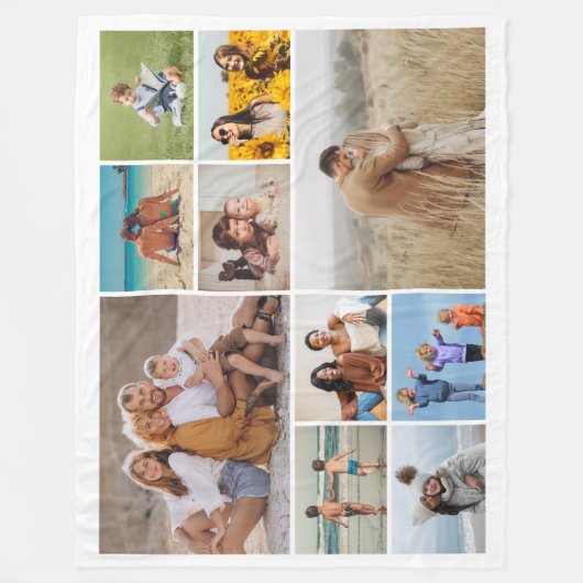 Creëer Uw eigen 10 fotocollage Fleece Deken (Voorkant)