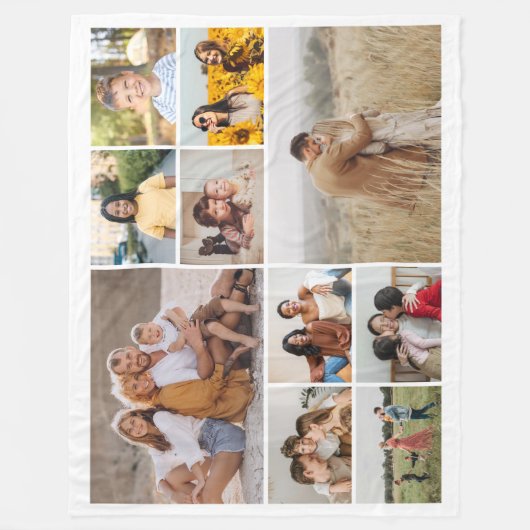 Creëer Uw eigen 10 fotocollage Fleece Deken (Voorkant)