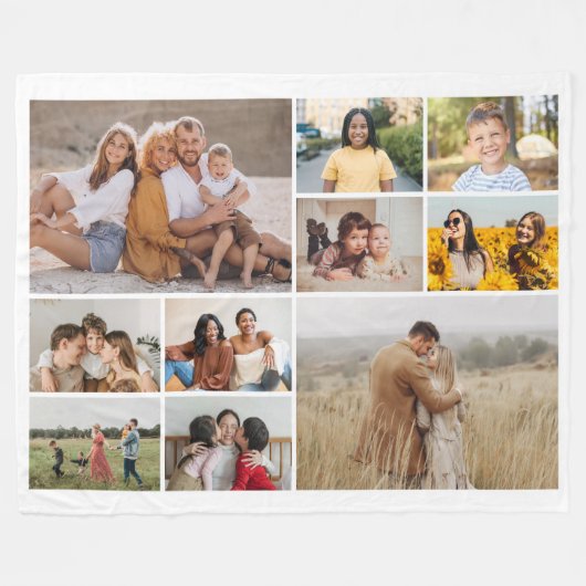 Creëer Uw eigen 10 fotocollage Fleece Deken (Voorkant (Horizontaal))