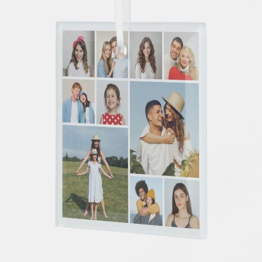 Creëer Uw eigen 10 fotocollage Glas Ornament (Voorkant links)