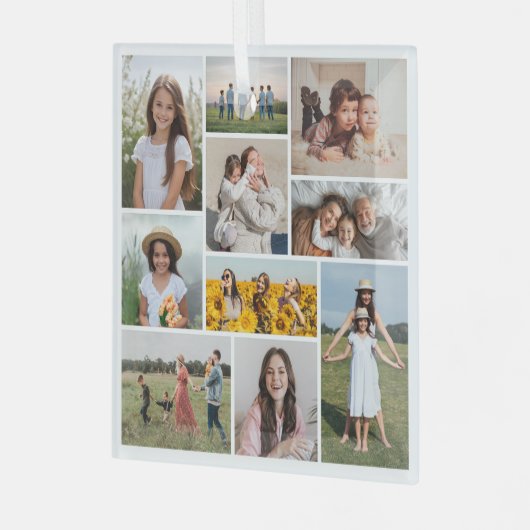 Creëer Uw eigen 10 fotocollage Glas Ornament (Voorkant links)