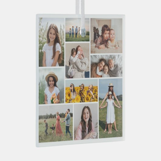 Creëer Uw eigen 10 fotocollage Glas Ornament (Voorkant Rechts)
