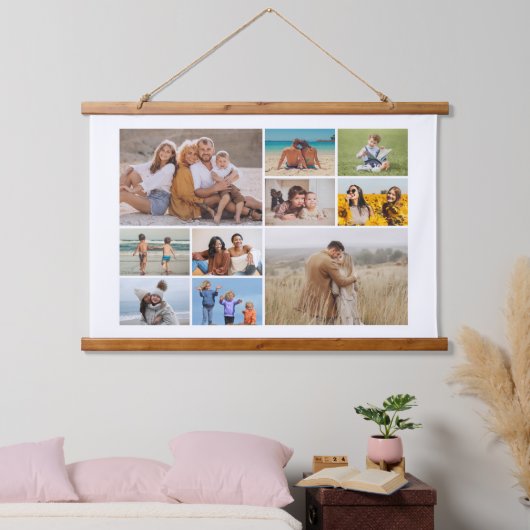 Creëer Uw eigen 10 fotocollage Hangend Wandkleed (Slaapkamer)
