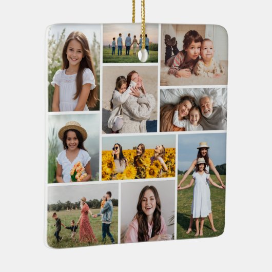 Creëer Uw eigen 10 fotocollage Keramisch Ornament (Rechts)