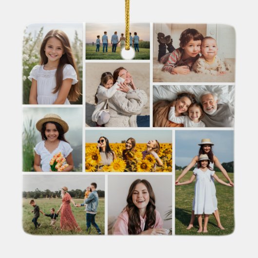 Creëer Uw eigen 10 fotocollage Keramisch Ornament (Achterkant)