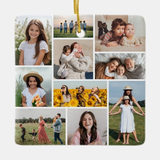 Creëer Uw eigen 10 fotocollage Keramisch Ornament (Voorkant)