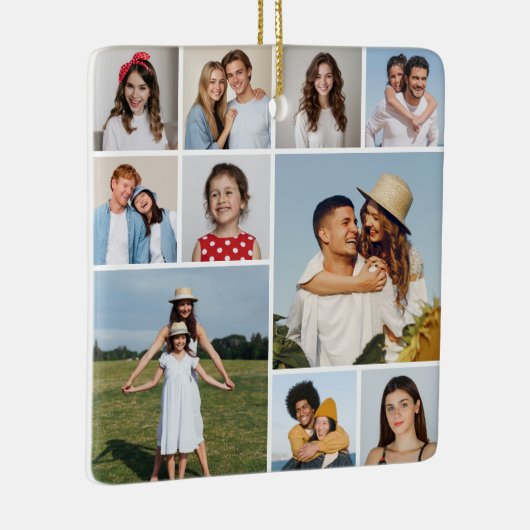 Creëer Uw eigen 10 fotocollage Keramisch Ornament (Rechts)
