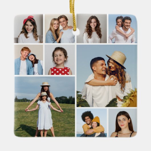 Creëer Uw eigen 10 fotocollage Keramisch Ornament (Voorkant)