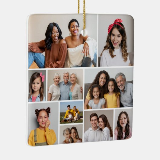 Creëer Uw eigen 10 fotocollage Keramisch Ornament (Rechts)