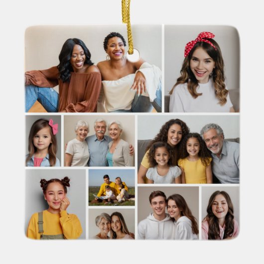 Creëer Uw eigen 10 fotocollage Keramisch Ornament (Voorkant)