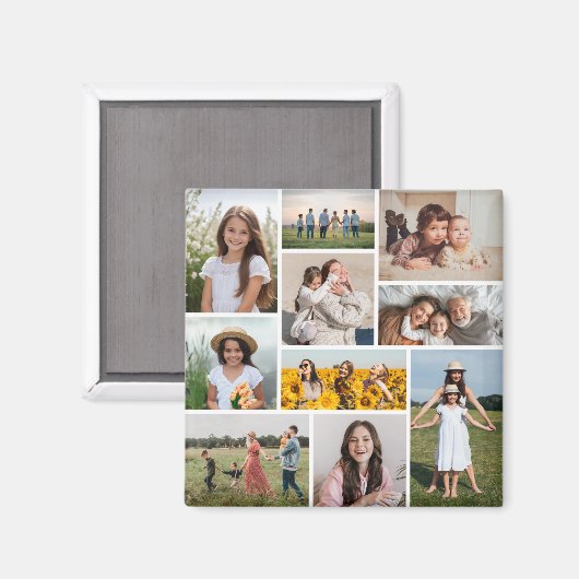 Creëer Uw eigen 10 fotocollage Magneet (Voorkant / Achterkant)