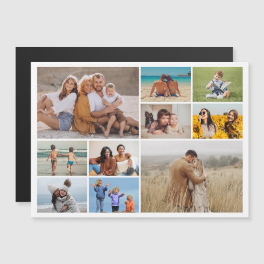 Creëer Uw eigen 10-fotocollage-magneetkaart (Voorkant / Achterkant)