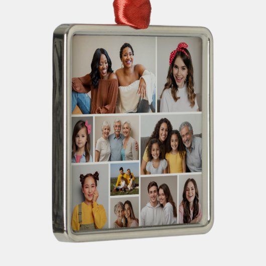 Creëer Uw eigen 10 fotocollage Metalen Ornament (Rechts)