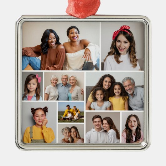 Creëer Uw eigen 10 fotocollage Metalen Ornament (Voorkant)