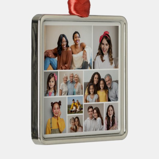 Creëer Uw eigen 10 fotocollage Metalen Ornament (Rechts)