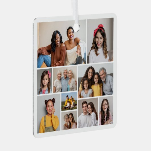 Creëer Uw eigen 10 fotocollage Metalen Ornament (Voorkant Rechts)