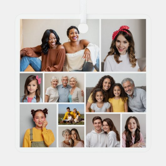 Creëer Uw eigen 10 fotocollage Metalen Ornament (Achterkant)