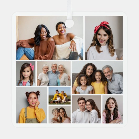 Creëer Uw eigen 10 fotocollage Metalen Ornament (Voorkant)