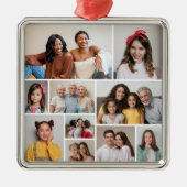 Creëer Uw eigen 10 fotocollage Metalen Ornament (Voorkant)
