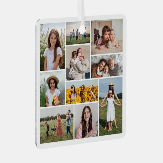 Creëer Uw eigen 10 fotocollage Metalen Ornament (Voorkant Rechts)