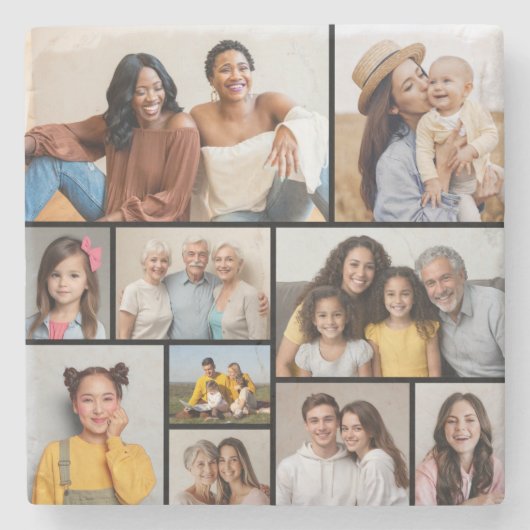 Creëer Uw eigen 10 fotocollage Stenen Onderzetter (Voorkant)
