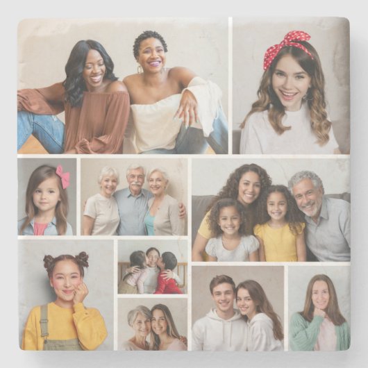 Creëer Uw eigen 10 fotocollage Stenen Onderzetter (Voorkant)