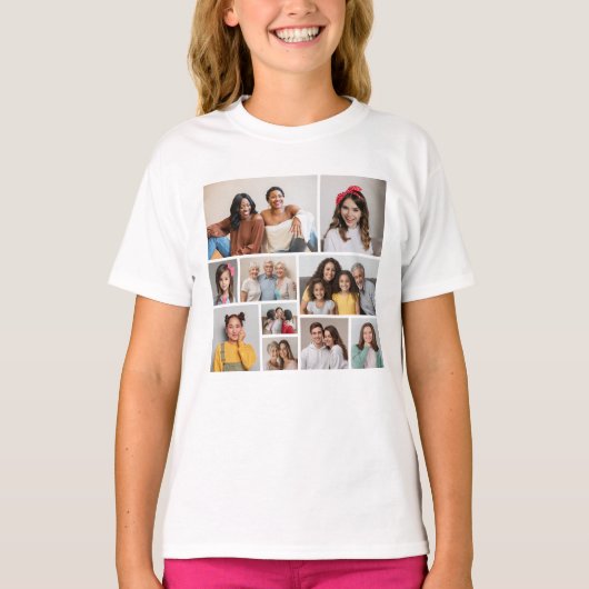 Creëer Uw eigen 10 fotocollage T-shirt (Voorkant)