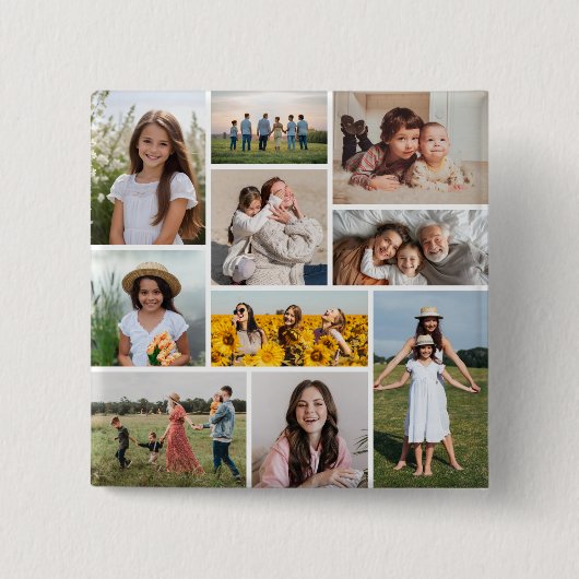 Creëer Uw eigen 10 fotocollage Vierkante Button 5,1 Cm (Voorkant)