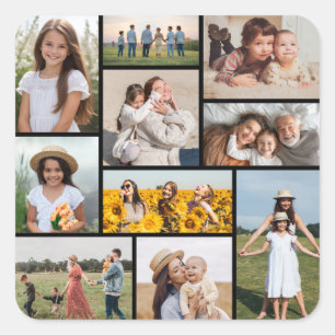 Creëer Uw eigen 10 fotocollage Vierkante Sticker