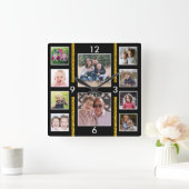 Creëer Uw eigen 10-serie Foto Collage Black Vierkante Klok (Huis)