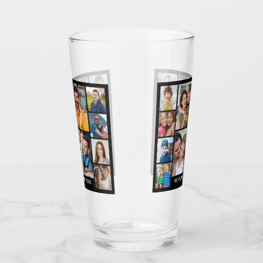 Creëer uw eigen 11 foto collage familienaam glas (Rechts)