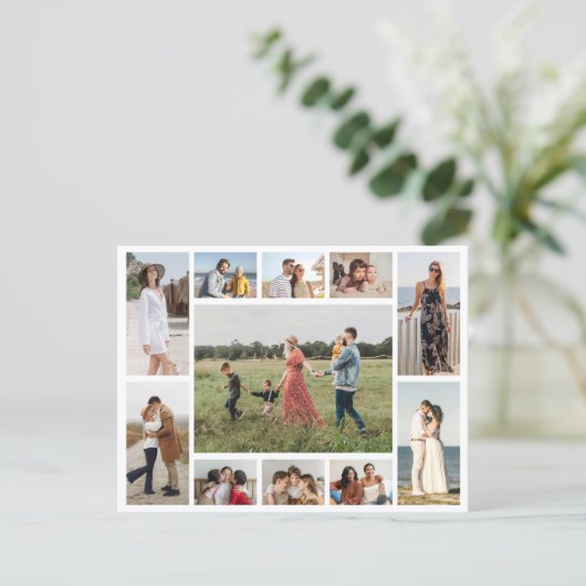 Creëer Uw eigen 11-fotocollage Briefkaart (Staand voorkant)