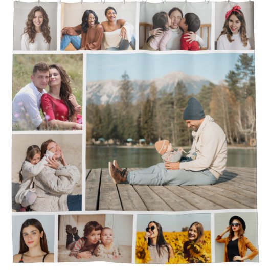 Creëer Uw eigen 11-fotocollage Douchegordijn (Voorkant)